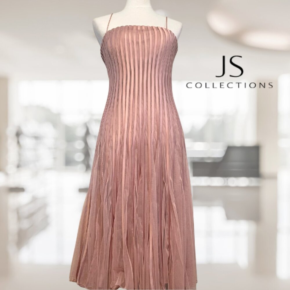 JS Collections Dusty Rose Tulle Fit N Flare Cocktail Midi Length Dress